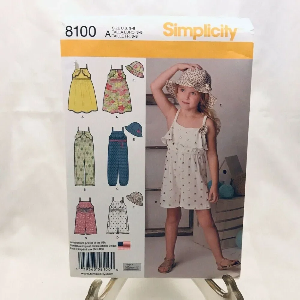 #8100 Simplicity Girls summer dress jumper sewing pattern size 3-8